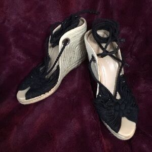 Bcbg Black Esperadilles Wedge Sandals Size 11